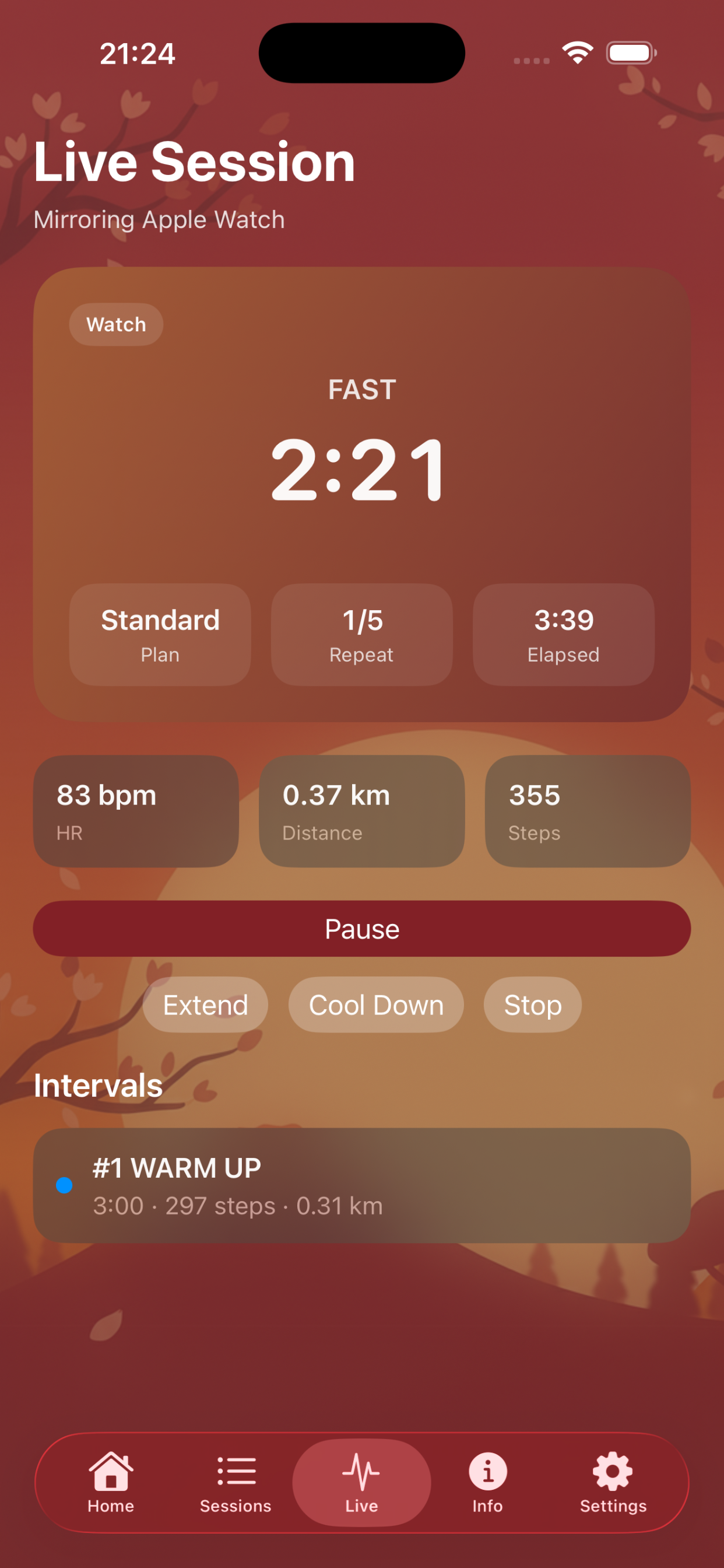 iPhone live view during a session