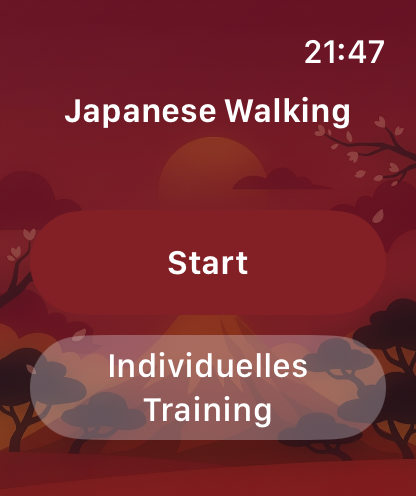Apple Watch start screen for a workout